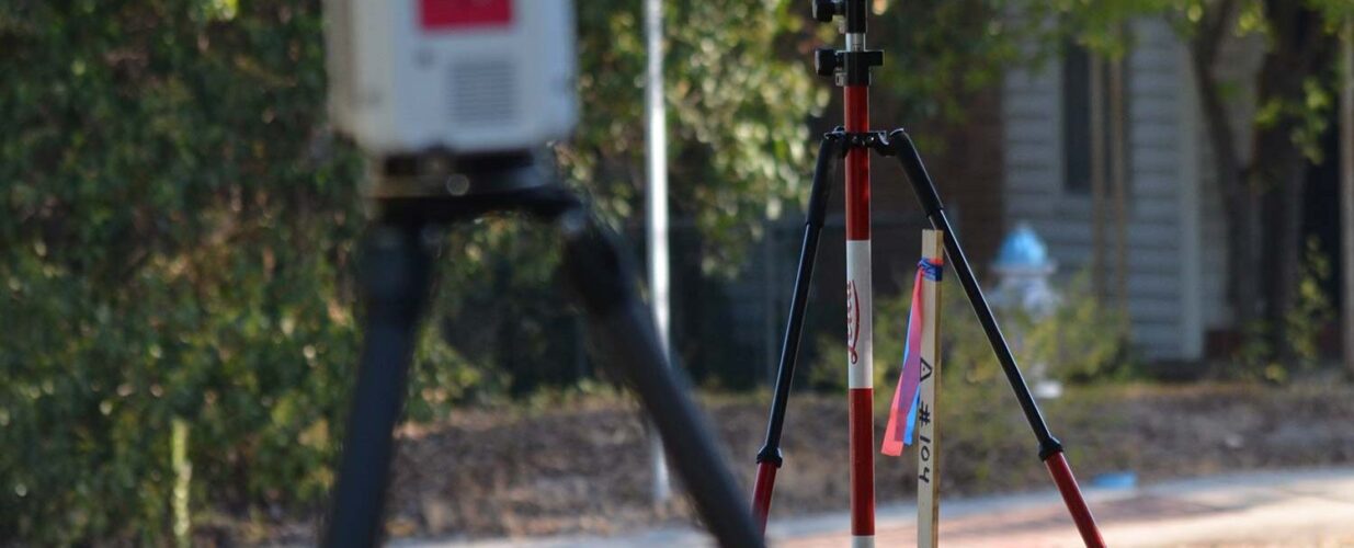 closeup of geospatial laser scanner